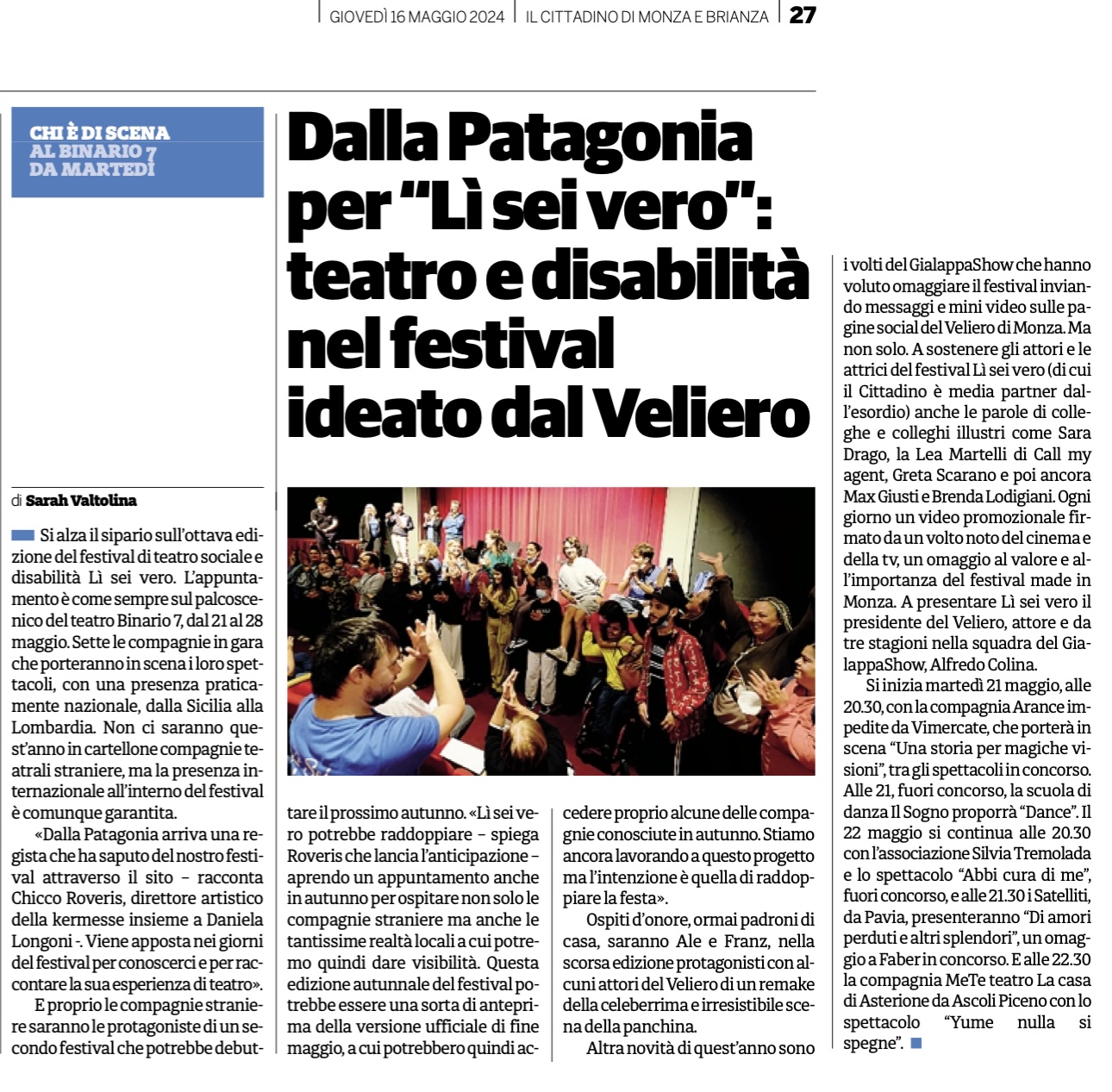 2024 05 16 maggio Il Veliero monza il Cittadino Dalla Patagonia per Li sei vero teatro e disabilità nel festiva ideato dal Veliero